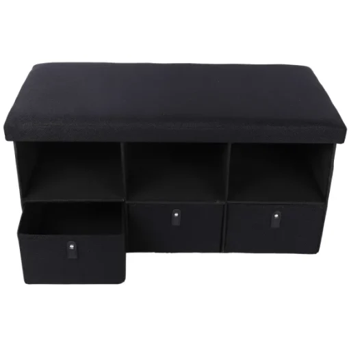 Pouf De Rangement Pliable Avec 3 Tiroirs