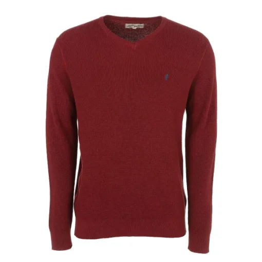 Pull Col V Uni Broderie Poitrine