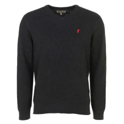 Pull Col V Uni Broderie Poitrine