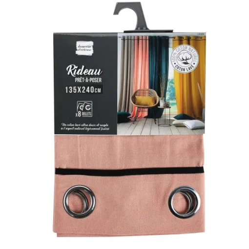 Rideau Illets En Coton Rose