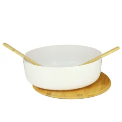 Saladier En Bambou Couvercle + Couverts
