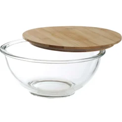 Saladier En Verre Couvercle Bambou 1400Ml