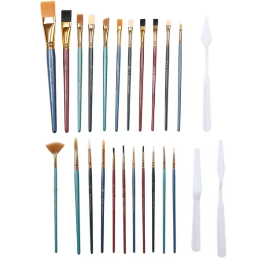 Set De 22 Pinceaux Et 3 Couteaux Peindre