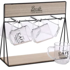 Support Pour Tasses Avec 6 Tasses En Verre
