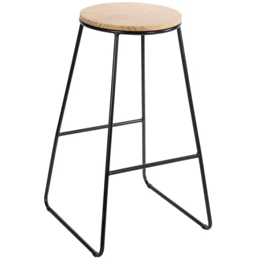 Tabouret M Tal Assise Bois 42.5X42X70 Cm