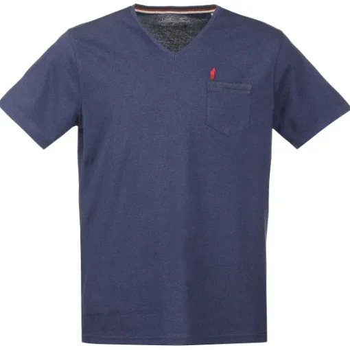 Tee-Shirt Col V Bleu Ou