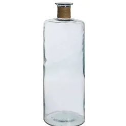 Vase En Verre Recycl + Raphia 75Cm