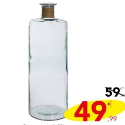 Vase En Verre Recycl + Raphia 75Cm